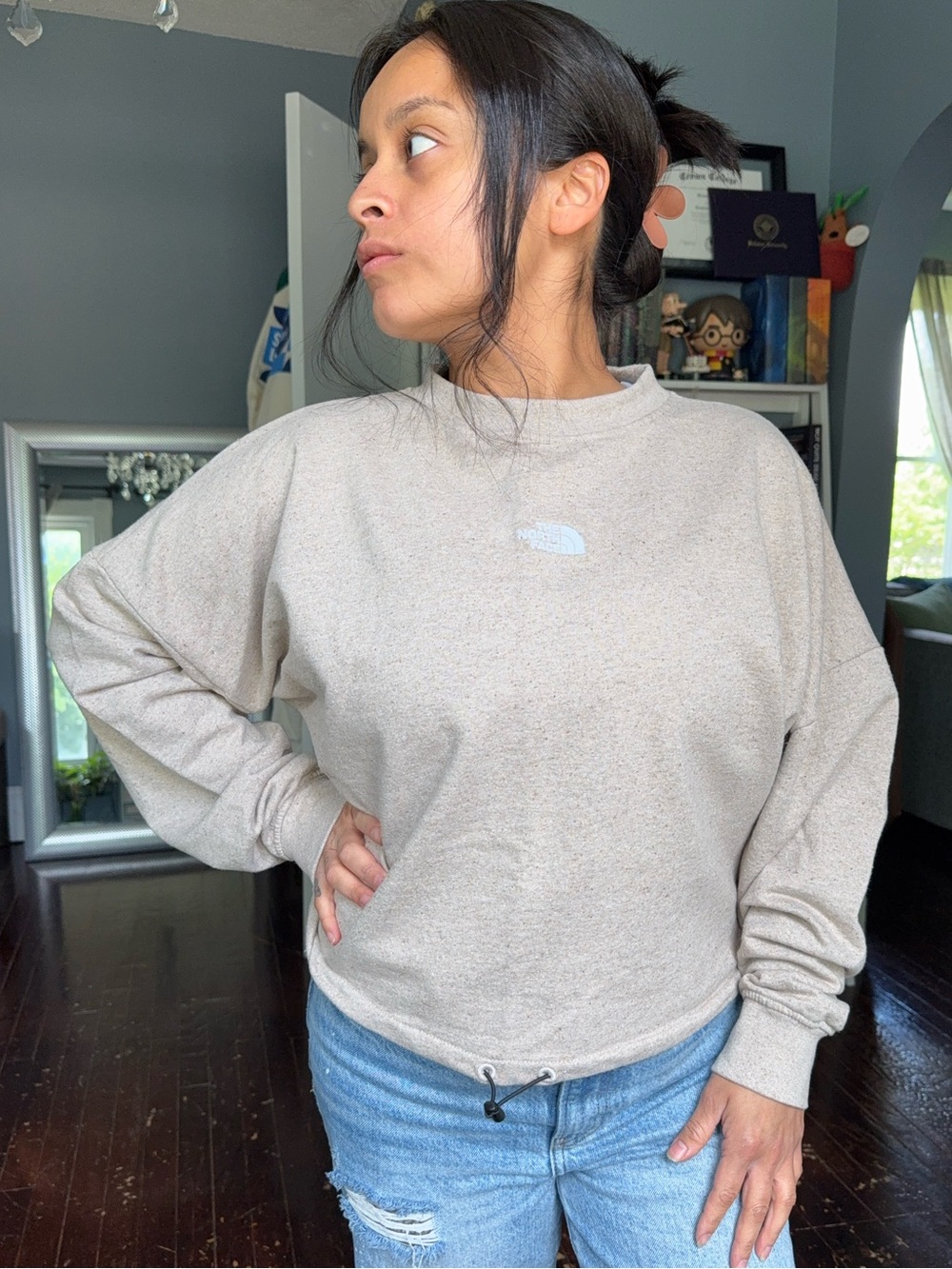The North Face Women's Light Beige Crewneck Sweatshirt